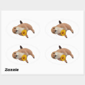 Sticker Ovale jouet farci pour chien des prairies (Feuille)