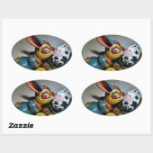 Sticker Ovale Jouet lapin et oeuf de vache (Feuille)