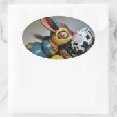 Sticker Ovale Jouet lapin et oeuf de vache (Sac)