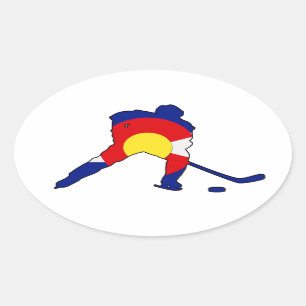 Sticker Ovale Joueur de hockey avec fierté du Colorado