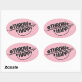 Sticker Ovale Jouez Happy Shot Placer Discus Lancer Stickers! (Feuille)