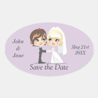 Sticker Ovale Jour de mariage doux