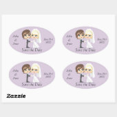 Sticker Ovale Jour de mariage doux (Feuille)