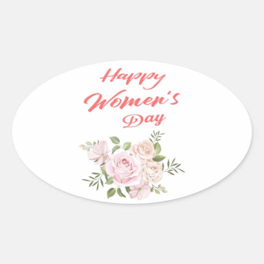 Sticker Ovale jour des femmes heureux blanc (Devant)
