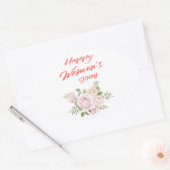 Sticker Ovale jour des femmes heureux blanc (Enveloppe)
