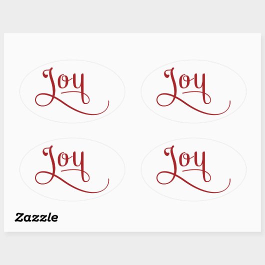 Sticker Ovale Joy Script Red (Feuille)