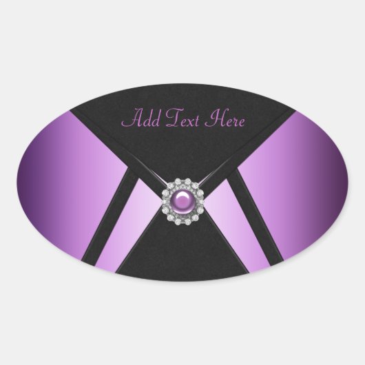Sticker Ovale Joyau violet noir Elégant Enveloppe Sceau (Devant)