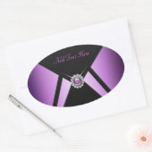 Sticker Ovale Joyau violet noir Elégant Enveloppe Sceau (Enveloppe)