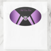 Sticker Ovale Joyau violet noir Elégant Enveloppe Sceau (Sac)