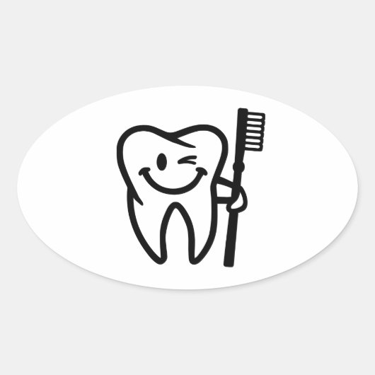 Sticker Ovale Joyeuse brosse à dents (Devant)