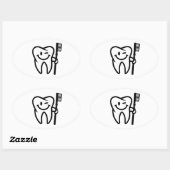 Sticker Ovale Joyeuse brosse à dents (Feuille)
