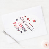 Sticker Ovale joyeuse journée des infirmières BOKEH (Enveloppe)