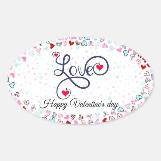Sticker Ovale Joyeuse Saint-Valentin (Devant)