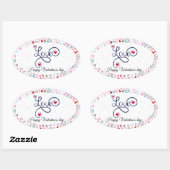Sticker Ovale Joyeuse Saint-Valentin (Feuille)