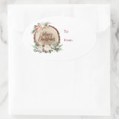 Sticker Ovale Joyeuse tranche d'arbre de Noël floral à/de l'auto (Sac)