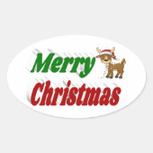Sticker Ovale Joyeuse typographie de Christmas Reindeer (Devant)