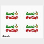 Sticker Ovale Joyeuses Fêtes Bells typographie de Noël (Feuille)