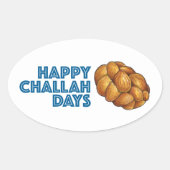 Sticker Ovale Joyeuses fêtes de Challah Hanoukka Chanukah (Devant)