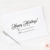Sticker Ovale Joyeuses fêtes noir blanc blanc blanc blanc à part (Enveloppe)