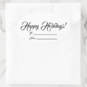 Sticker Ovale Joyeuses fêtes noir blanc blanc blanc blanc à part (Sac)