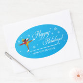 Sticker Ovale Joyeuses fêtes sur la glace (Enveloppe)
