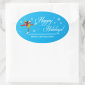 Sticker Ovale Joyeuses fêtes sur la glace (Sac)