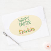 Sticker Ovale Joyeuses Pâques de Fleurs Pastel de Floride (Enveloppe)