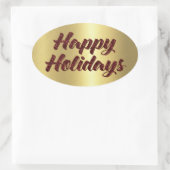 Sticker Ovale Joyeuses Parties scintillant rouges sur or (Sac)