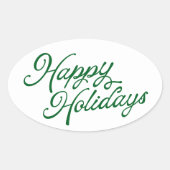 Sticker Ovale Joyeuses vacances en vert et blanc (Devant)