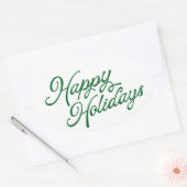 Sticker Ovale Joyeuses vacances en vert et blanc (Enveloppe)