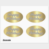 Sticker Ovale Joyeuses vacances Parties scintillant argent sur o (Feuille)