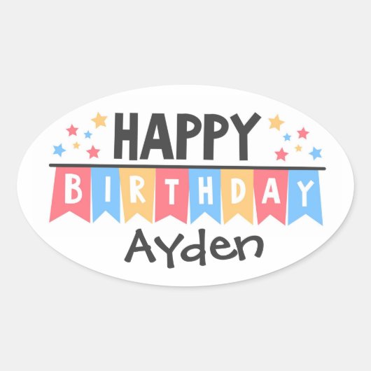 Sticker Ovale Joyeux Anniversaire (Devant)