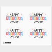Sticker Ovale Joyeux Anniversaire (Feuille)