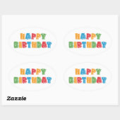 Sticker Ovale Joyeux anniversaire (Feuille)