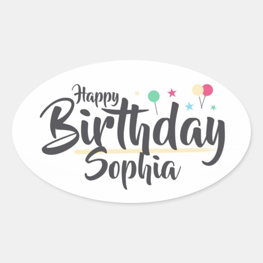 Sticker Ovale Joyeux Anniversaire (Devant)
