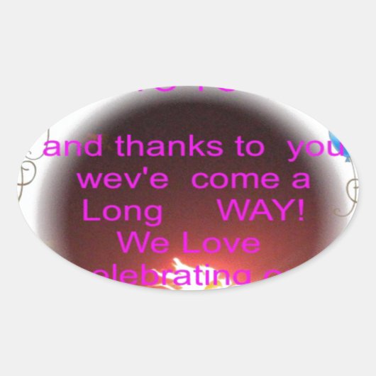 Sticker Ovale Joyeux anniversaire à vous Art Imprimer (Devant)