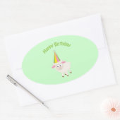 Sticker Ovale Joyeux anniversaire agneau (Enveloppe)