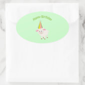 Sticker Ovale Joyeux anniversaire agneau (Sac)