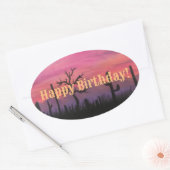 Sticker Ovale Joyeux Anniversaire Artisanat Original (Catctus) (Enveloppe)