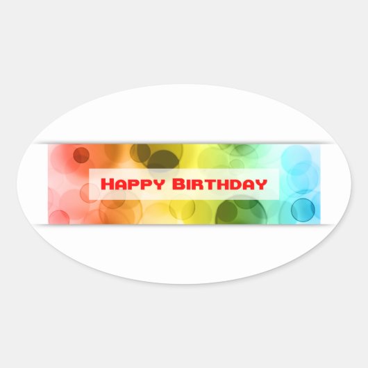 Sticker Ovale joyeux anniversaire (bokeh) (Devant)