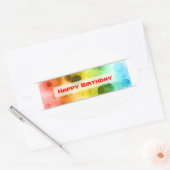 Sticker Ovale joyeux anniversaire (bokeh) (Enveloppe)