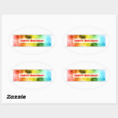 Sticker Ovale joyeux anniversaire (bokeh) (Feuille)