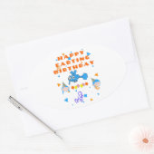 Sticker Ovale Joyeux Anniversaire de Pet de Bug (Enveloppe)