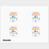 Sticker Ovale Joyeux Anniversaire de Pet de Bug (Feuille)