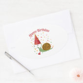 Sticker Ovale Joyeux anniversaire ! Escargot Confetti (Enveloppe)