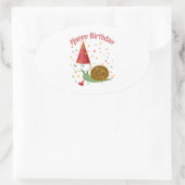 Sticker Ovale Joyeux anniversaire ! Escargot Confetti (Sac)