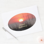 Sticker Ovale Joyeux anniversaire Floride coucher de soleil (Enveloppe)