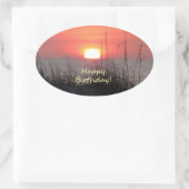 Sticker Ovale Joyeux anniversaire Floride coucher de soleil (Sac)