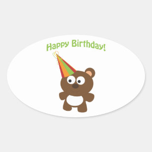 Sticker Ovale Joyeux anniversaire ! Ours