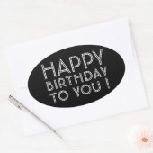 Sticker Ovale "Joyeux Anniversaire Pour Vous !" Noir et blanc (Enveloppe)